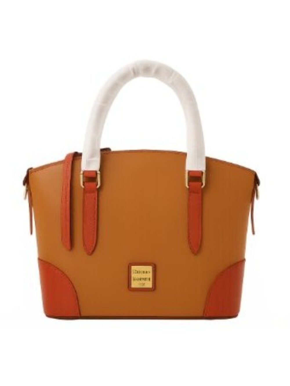 Dooney Bourke Pebble Leather Dome Designer Satchel Work Bag  Camel and Cognac - Picture 2 of 10